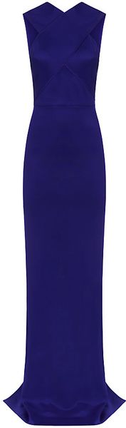 Stella Mccartney Cross Over Jersey Gown in Blue | Lyst