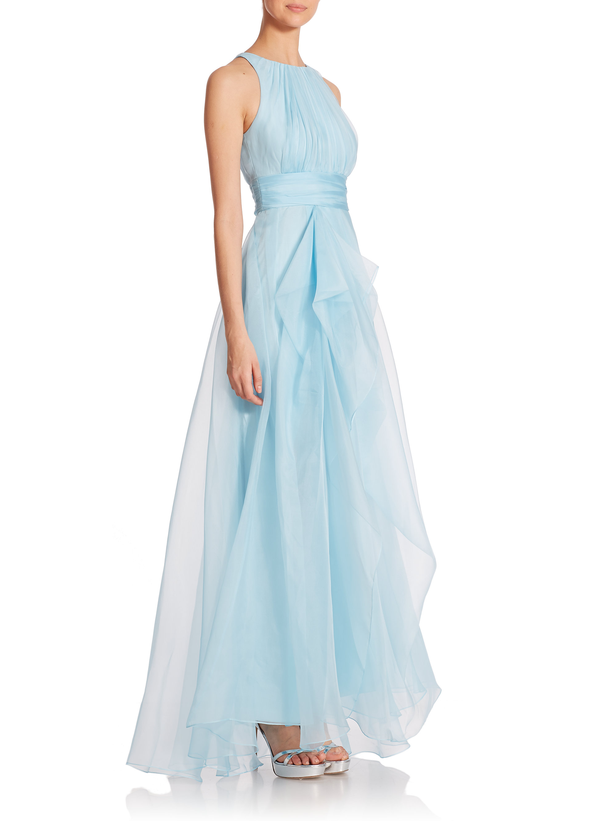 sky blue silk gown