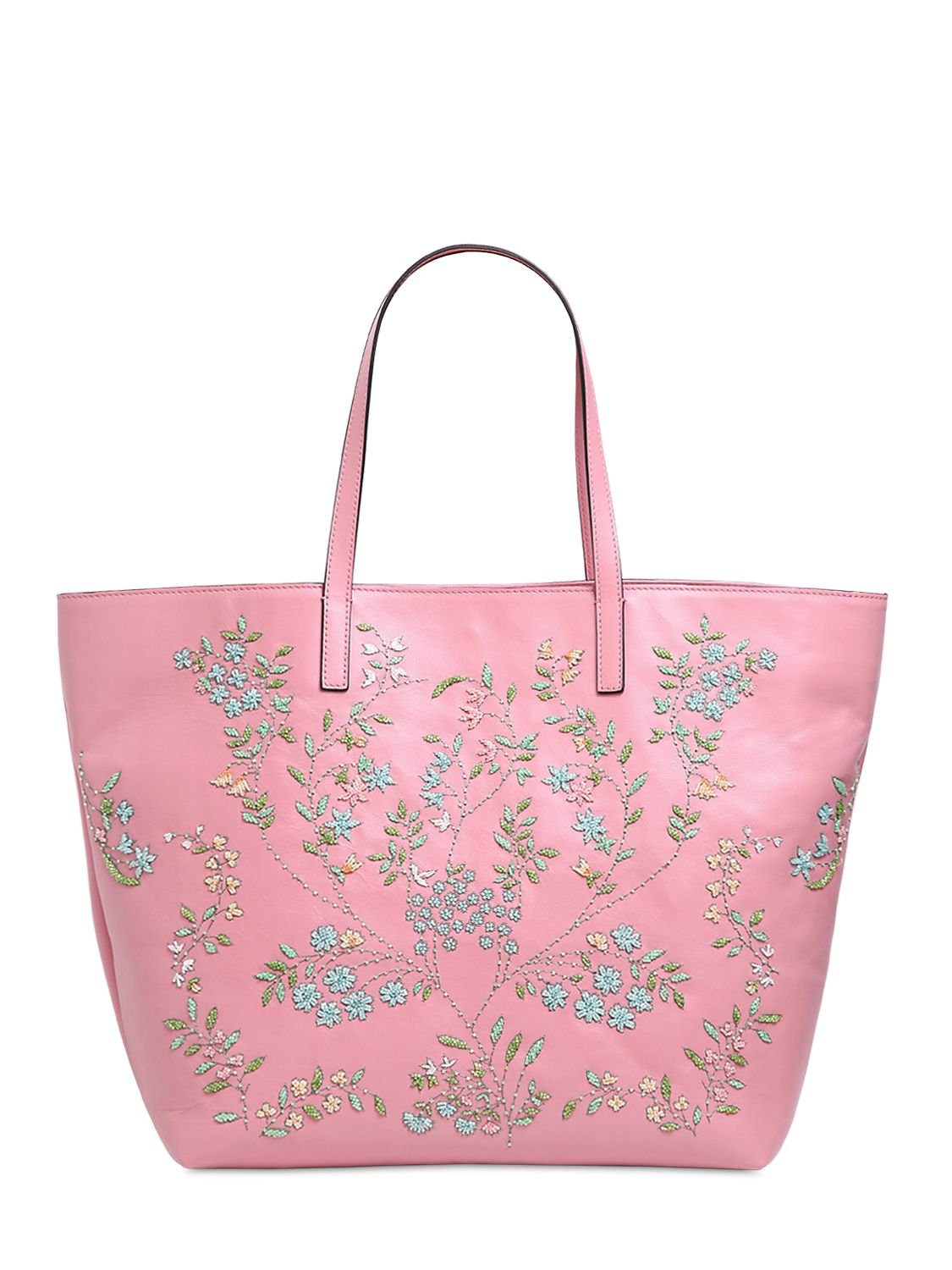 Lyst - Red Valentino Flower Embellished Leather Tote Bag in Pink