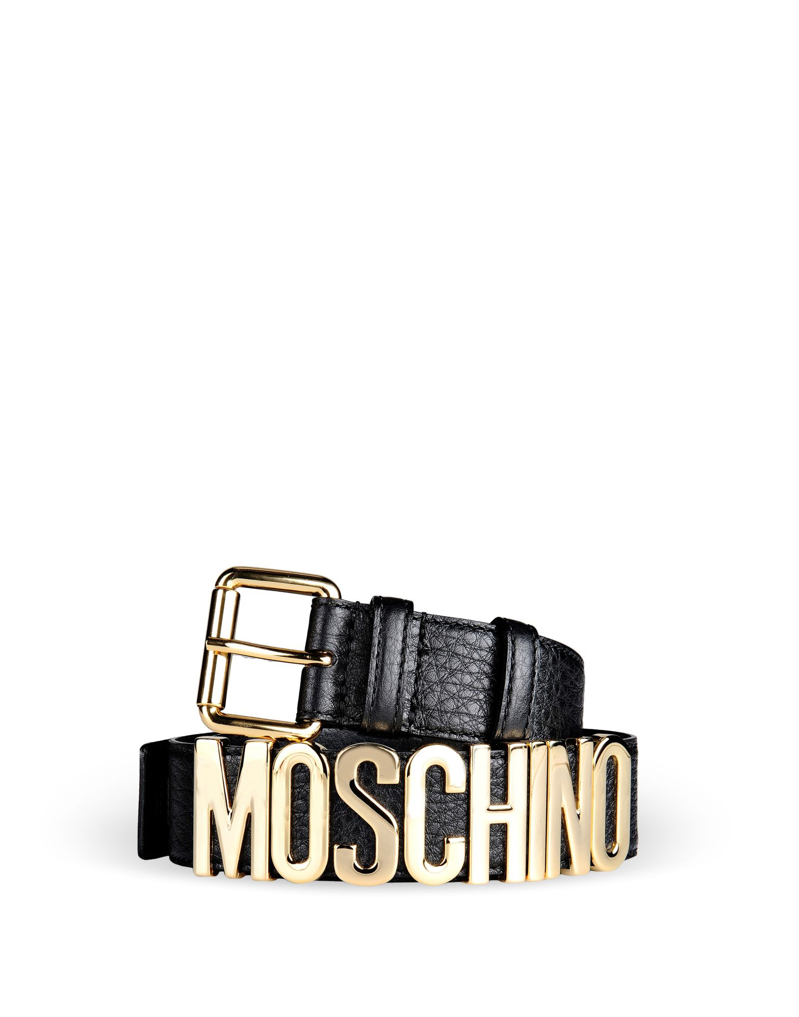 Lyst Moschino Leather Logo Belt in Black for Men