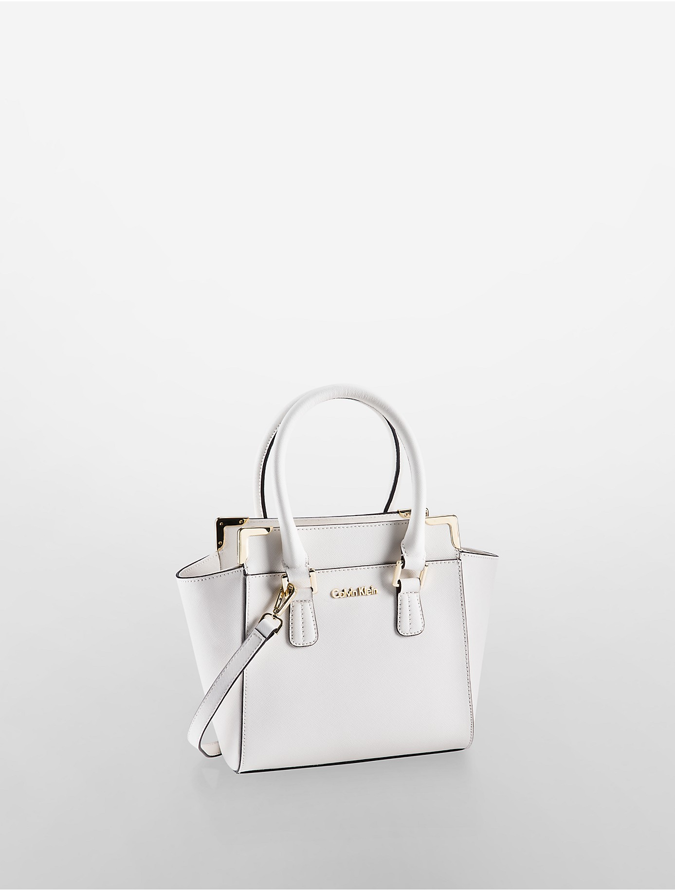 Lyst Calvin Klein White Label Saffiano Leather Small Winged Tote Gallery