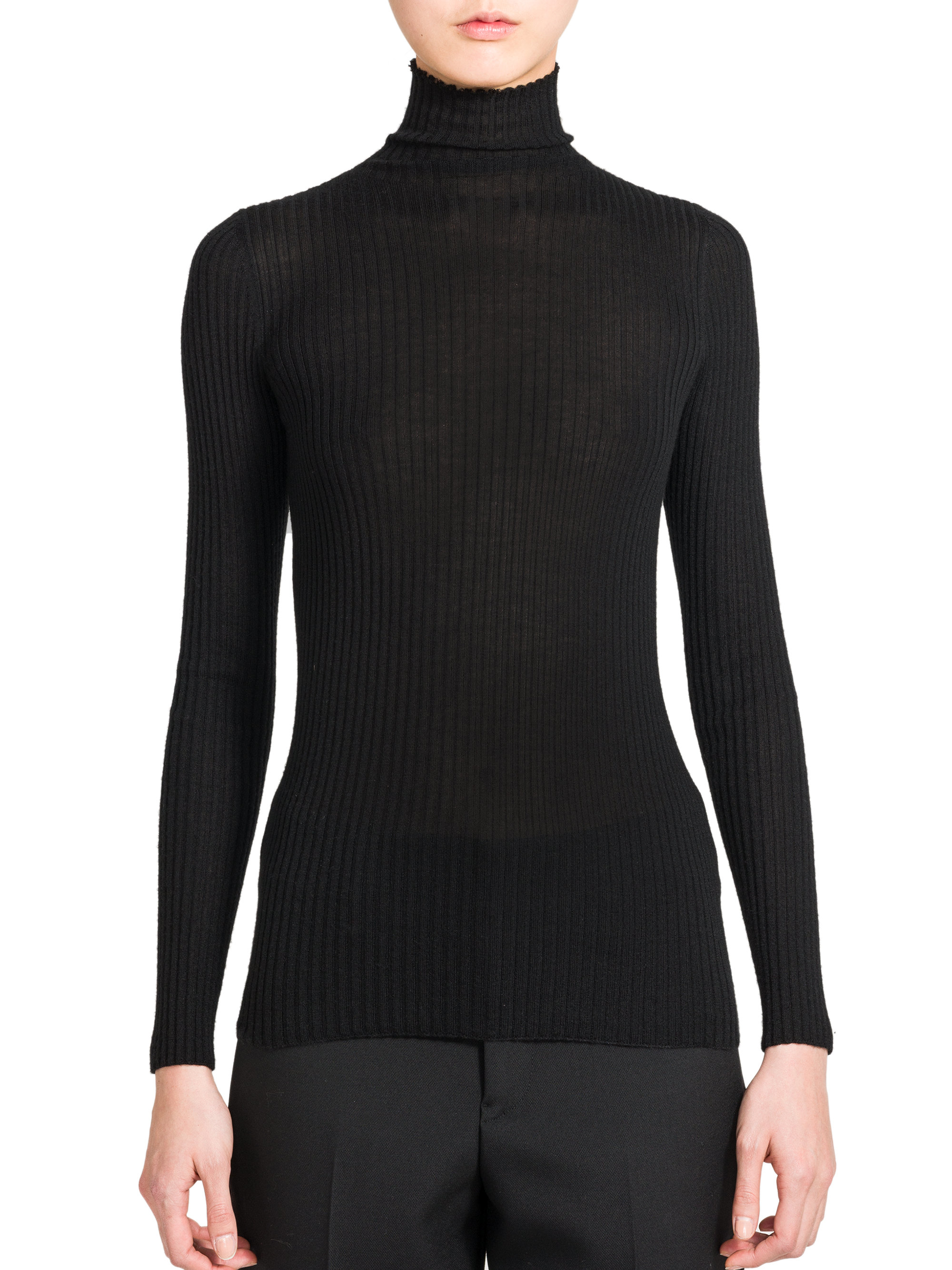 Lyst - Jil Sander Silk Cashmere Turtleneck Sweater in Black