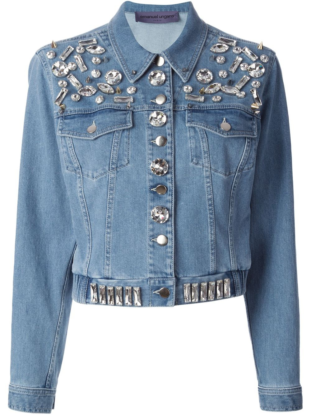 Lyst - Emanuel Ungaro Crystal Embellished Jacket in Blue
