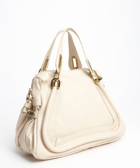 Chloé Husky White Leather Paraty Convertible Satchel in White | Lyst