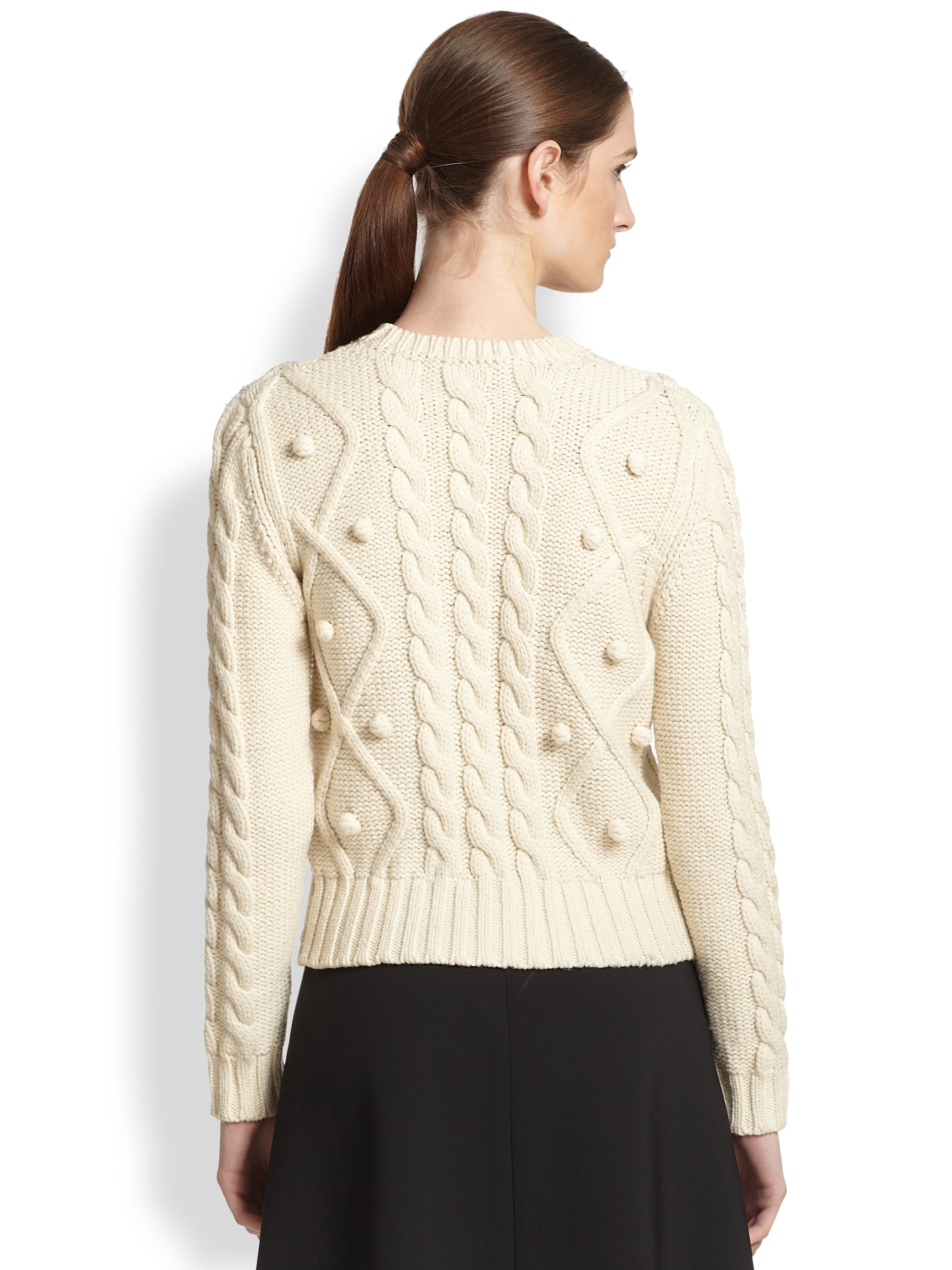 Lyst Carven Popcorn Cableknit Sweater in Natural
