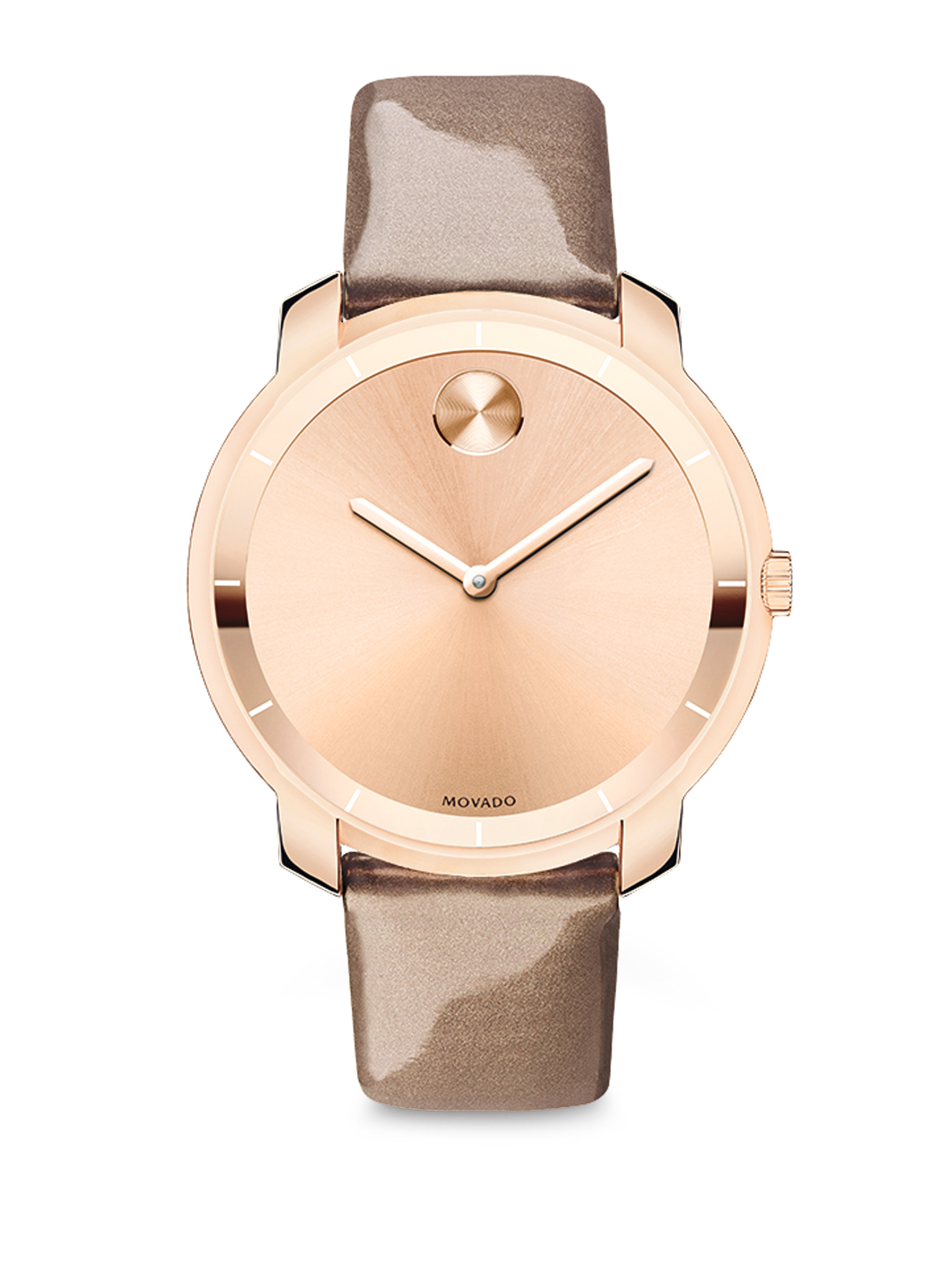 Lyst - Movado Bold Rose Goldtone Ip Stainless Steel & Patent Leather ...