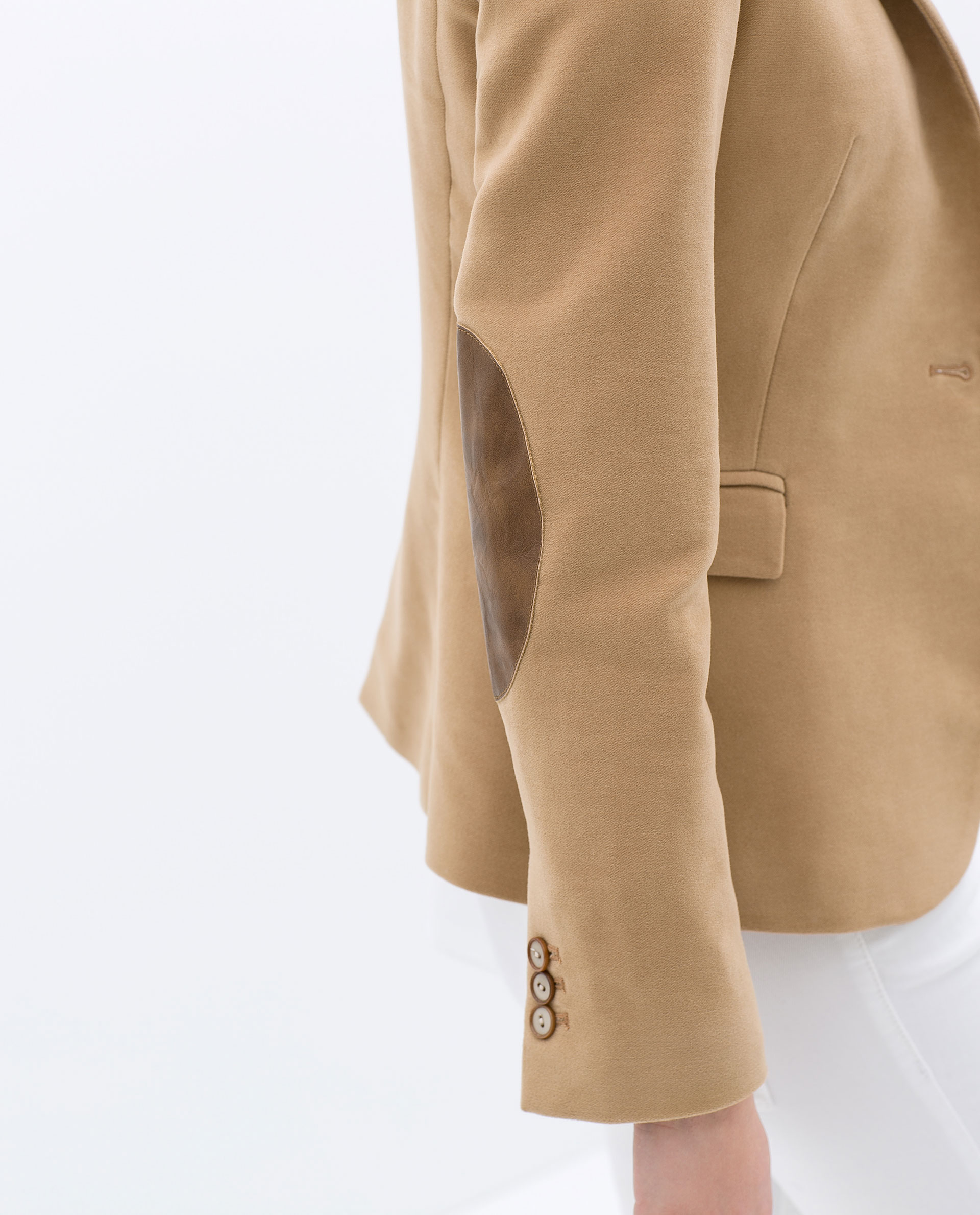 Zara Moleskin Blazer with Elbow Patches in Brown Lyst