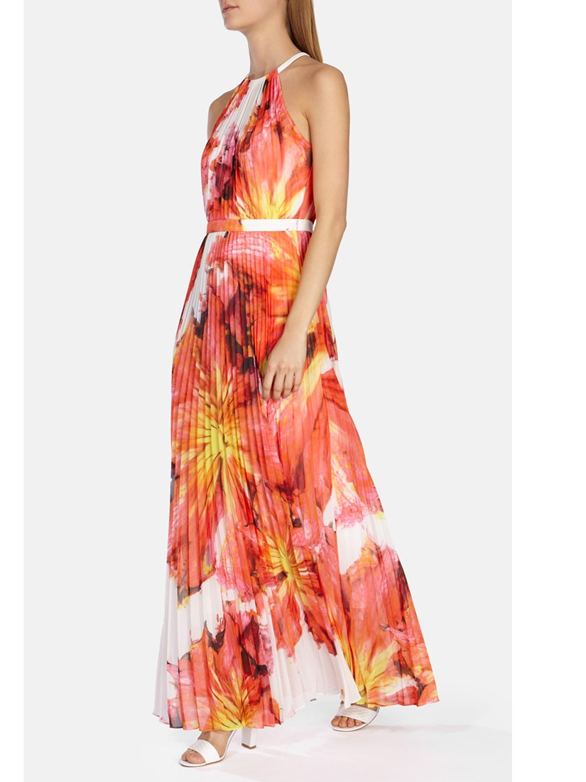 karen millen pleated floral maxi dress