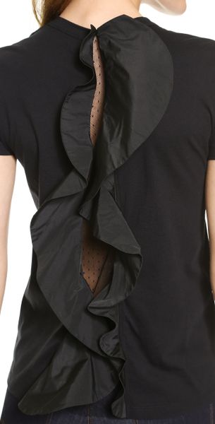 Red Valentino Ruffle Back Tee Black in Black | Lyst