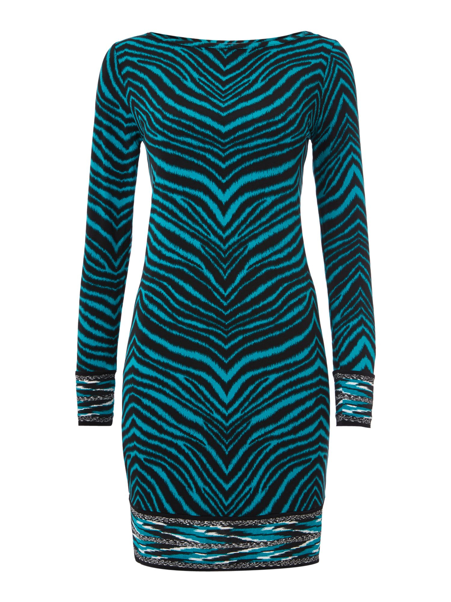 Michael kors Zebra Print Border Boatneck Dress in Blue | Lyst