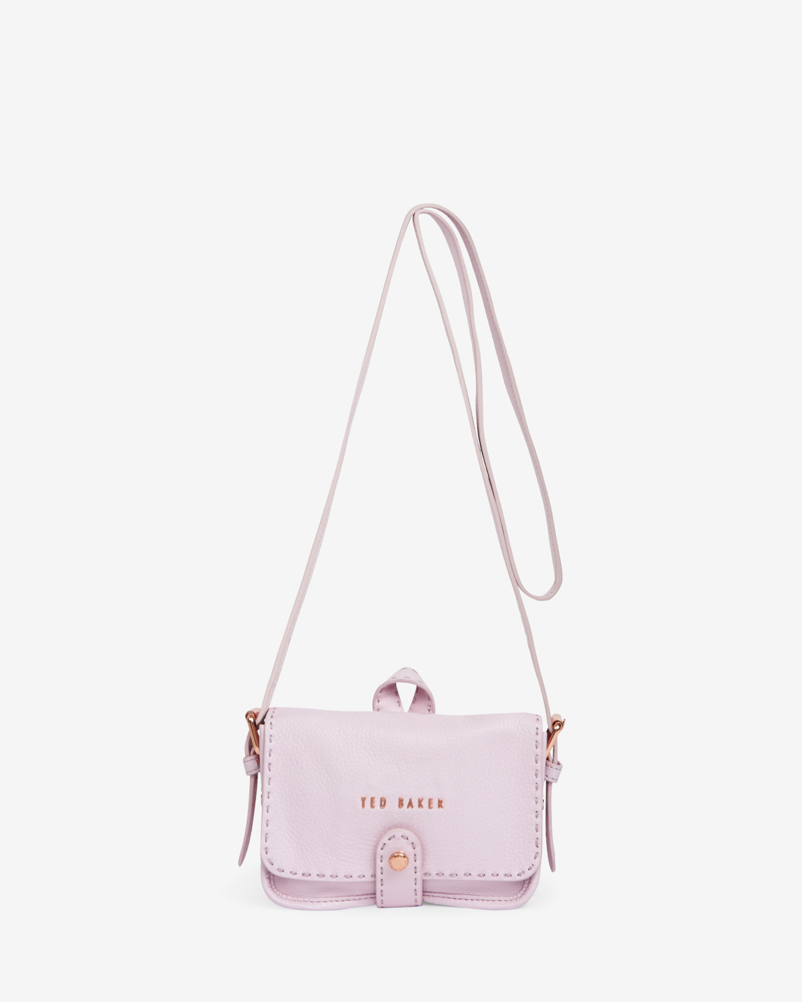 Ted baker Leather Stab Stitch Cross Body Bag in White (Pale Pink) | Lyst