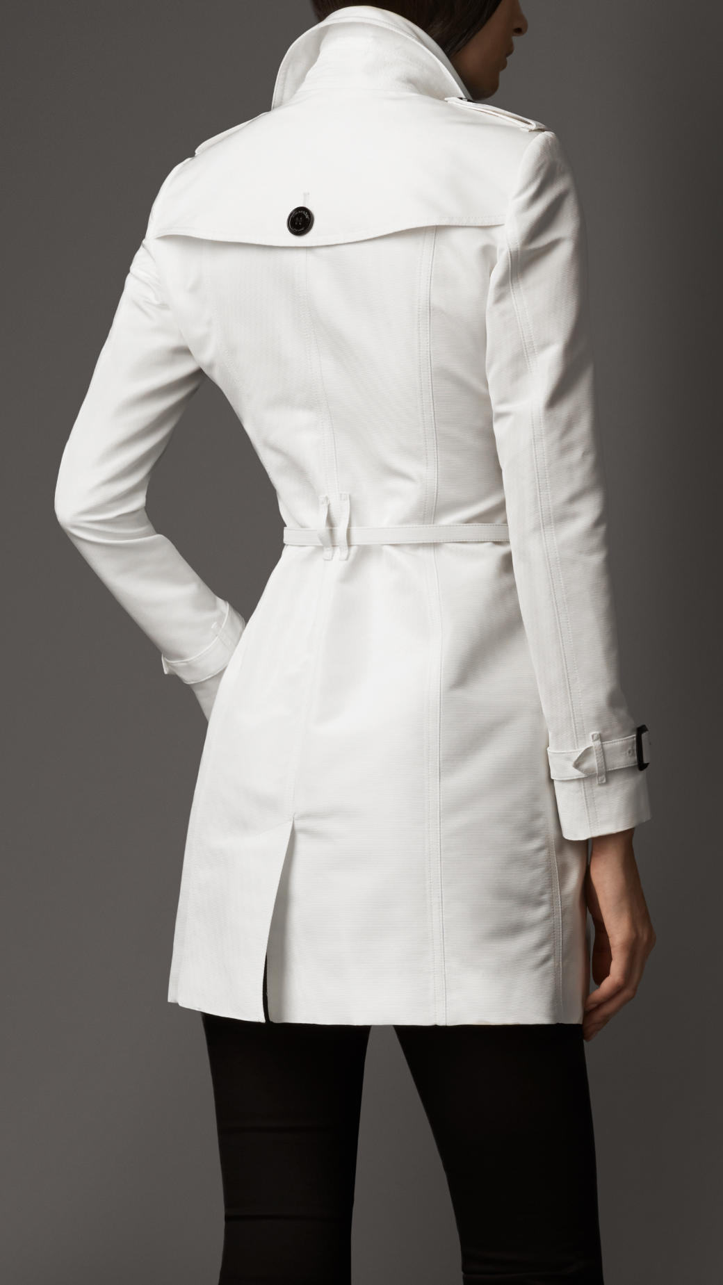 Lyst Burberry Midlength Silkblend Faille Trench Coat in White