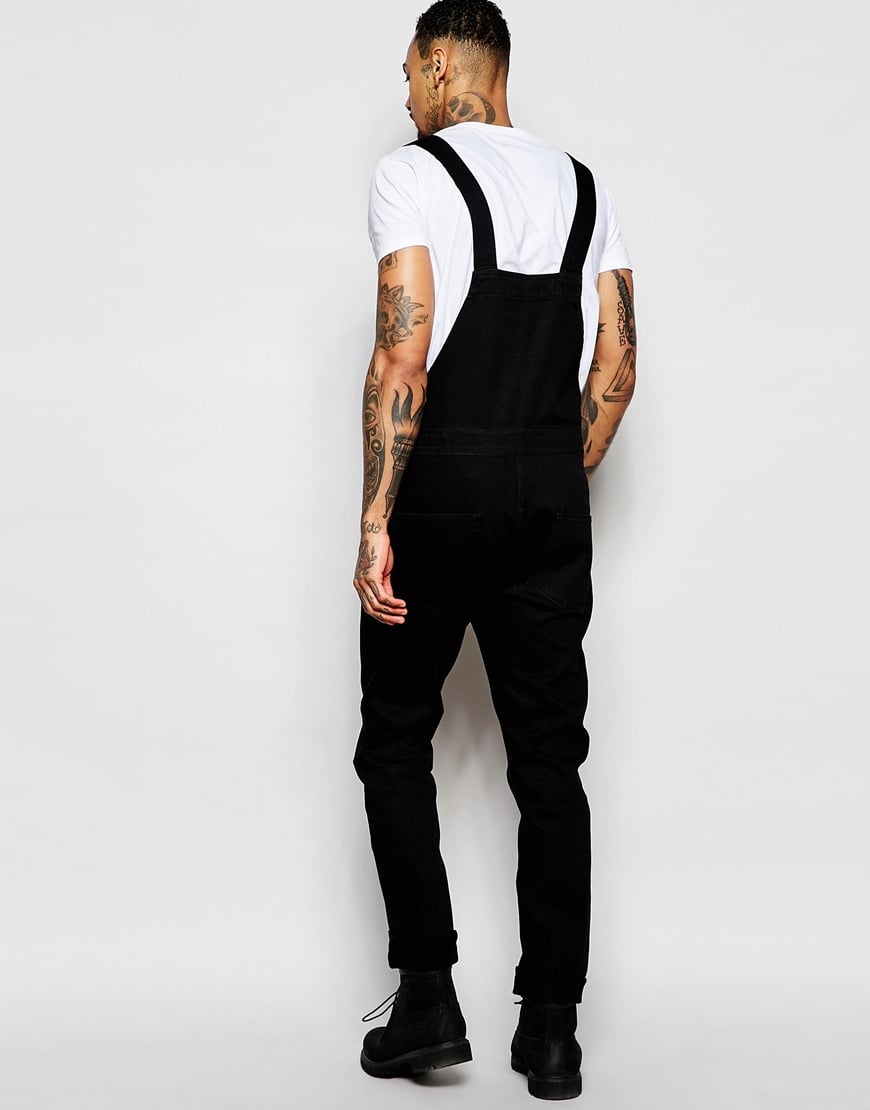 Lyst - Asos Denim Dungarees In Black in Black for Men