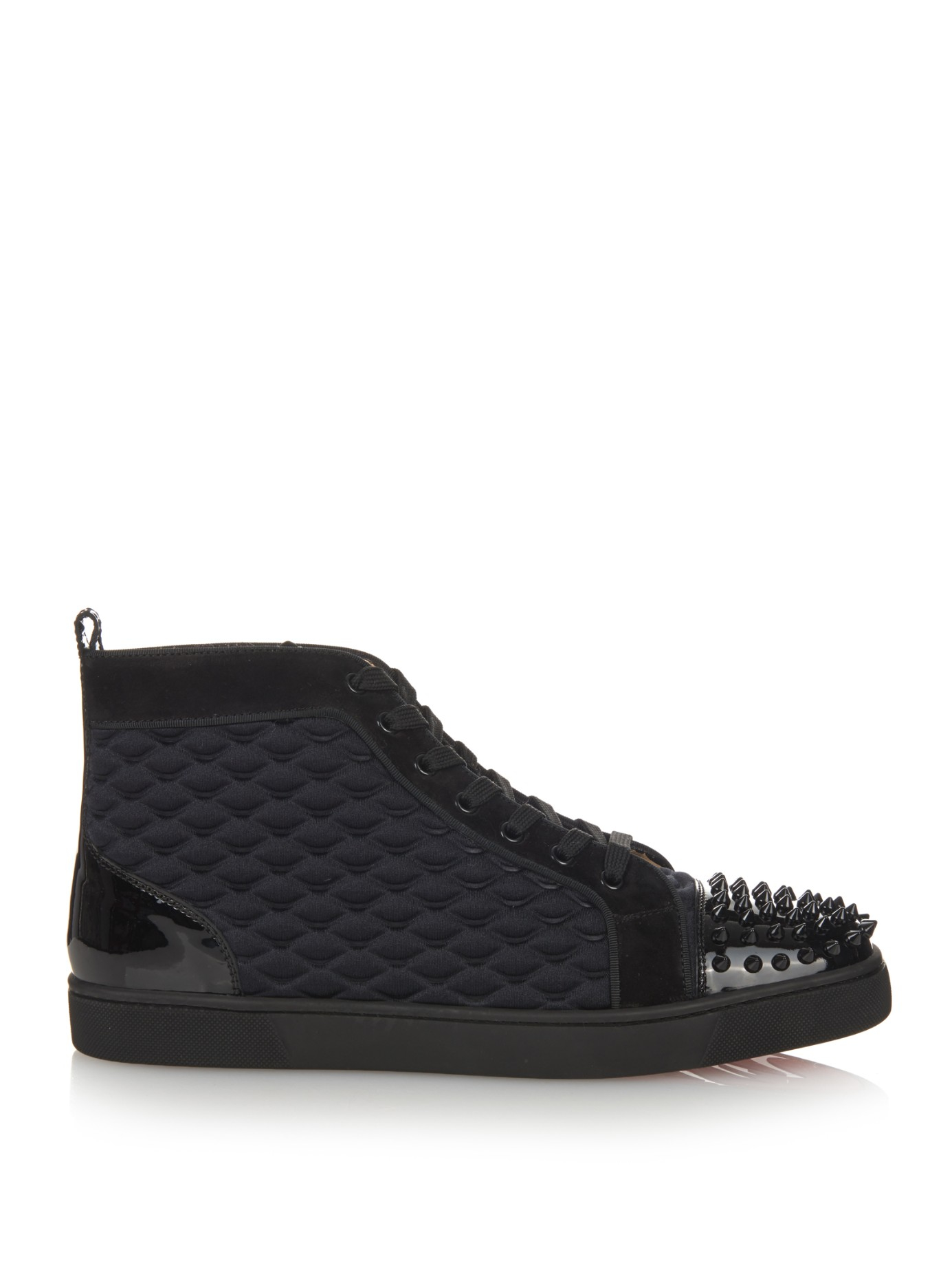 Christian louboutin Lou Spiked Leather High-Top Sneakers in Black ...  