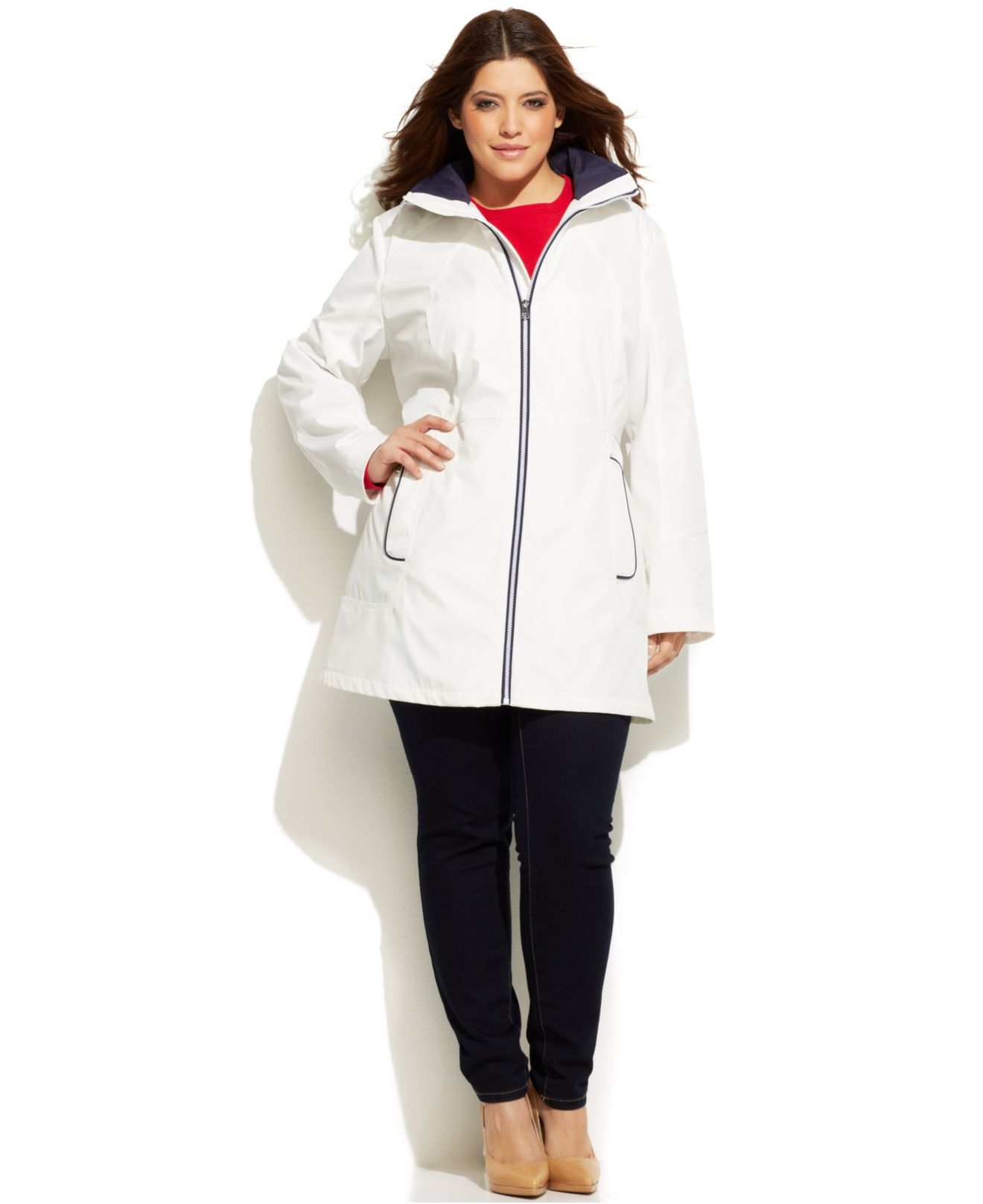 Lyst - Jessica Simpson Plus Size Hooded Zip-Front Jacket in White