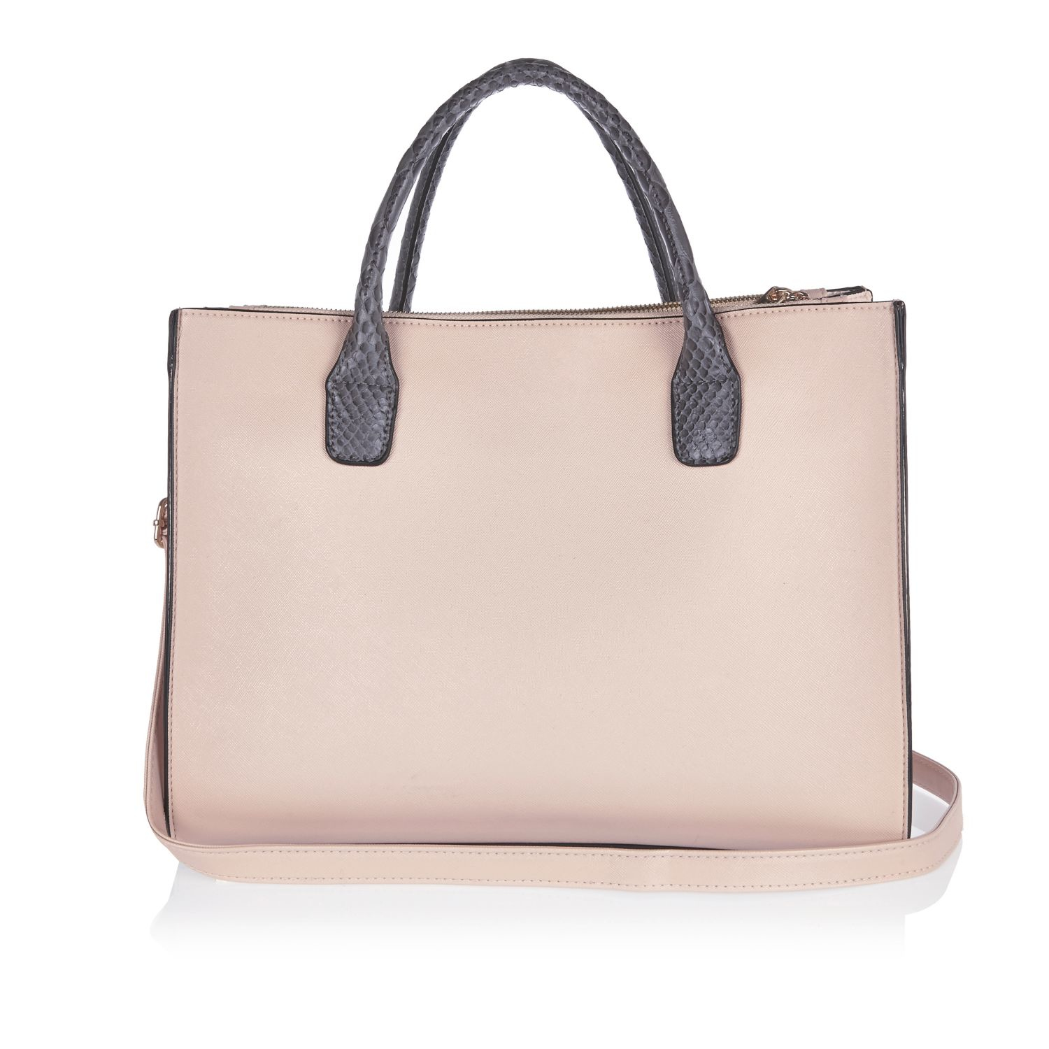 River Island Patchwork Faux Leather Tote In Gray Lyst Gallery