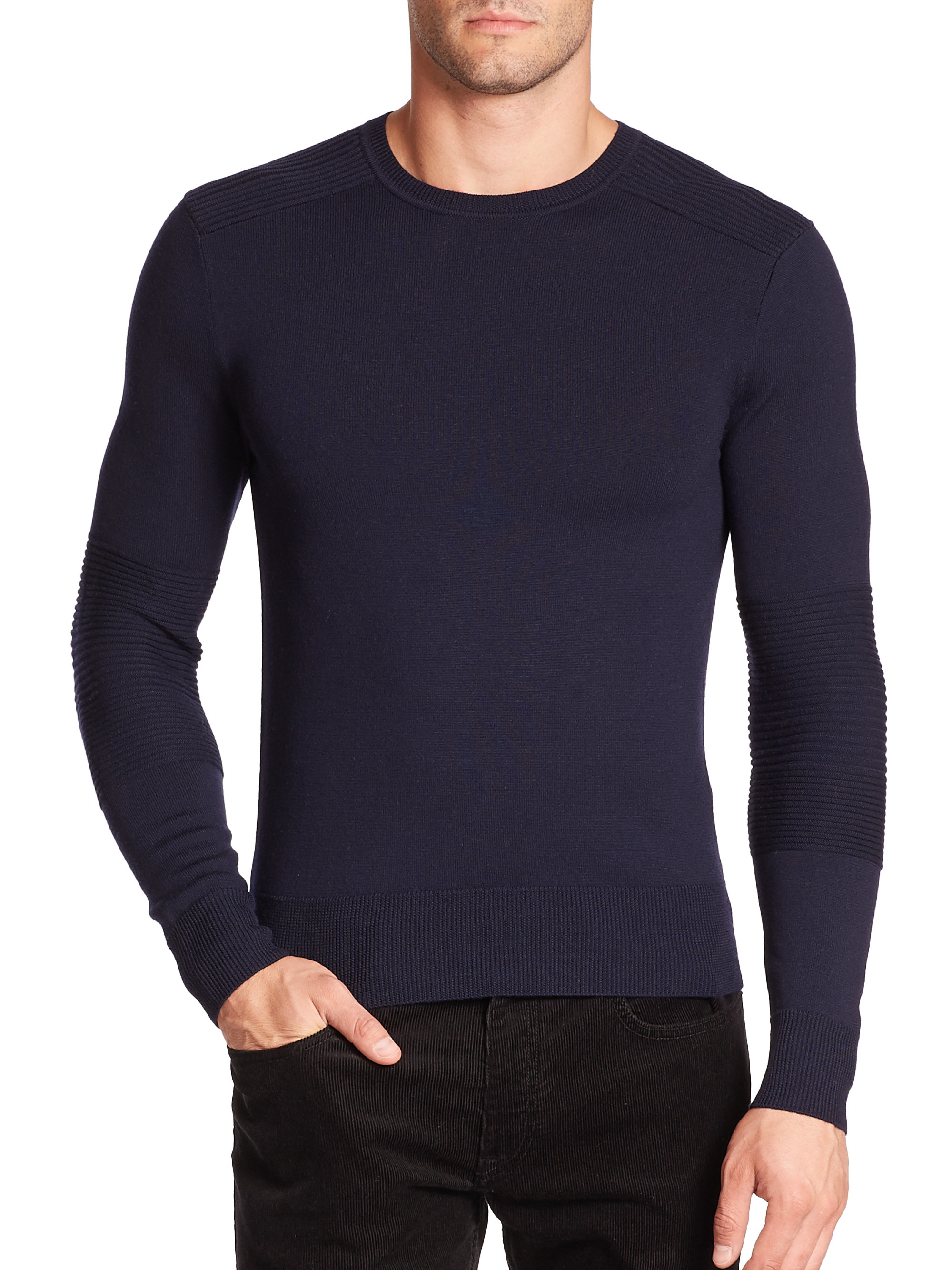 Polo Ralph Lauren Wool Merino Crewneck Sweater in Blue for Men - Lyst