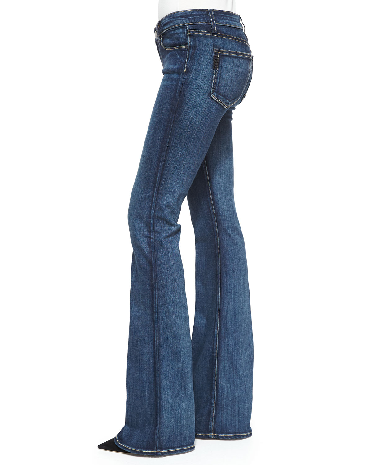 Paige Skyline Mid-rise Boot-cut Denim Jeans in Blue (VISTA) | Lyst