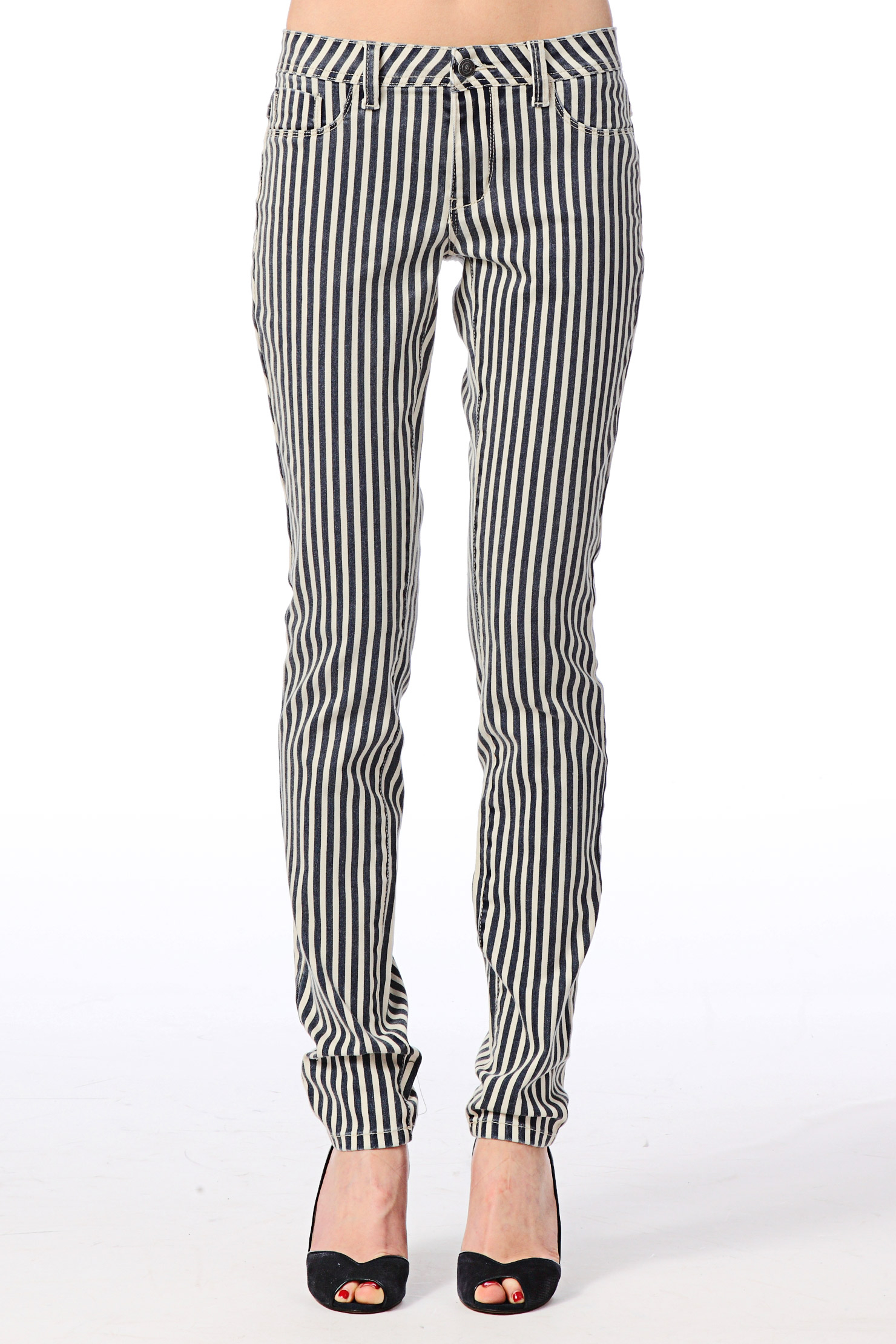 Object Collectors Item Slim - katy striped pants in Blue (white) | Lyst