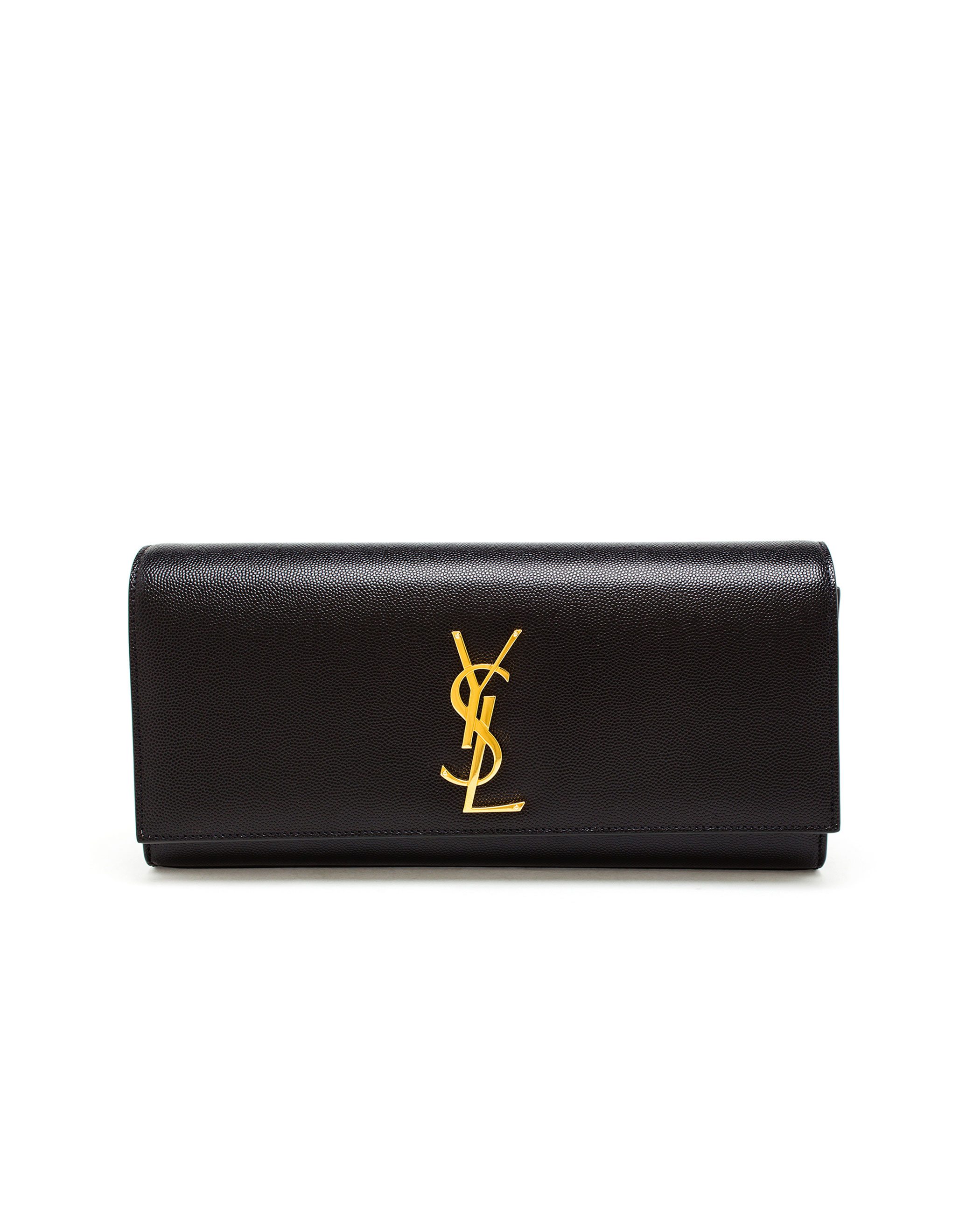 Saint laurent Monogram Grained Leather Clutch Bag in Black | Lyst