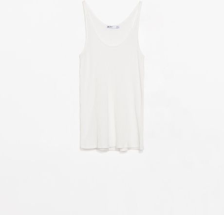 Zara Ribbed Tank Top in White | Lyst