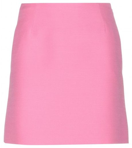 Valentino Wool and Silk Blend Mini Skirt in Pink (framboise true to ...