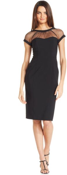 Maggy London Capsleeve Illusion Sheath in Black | Lyst