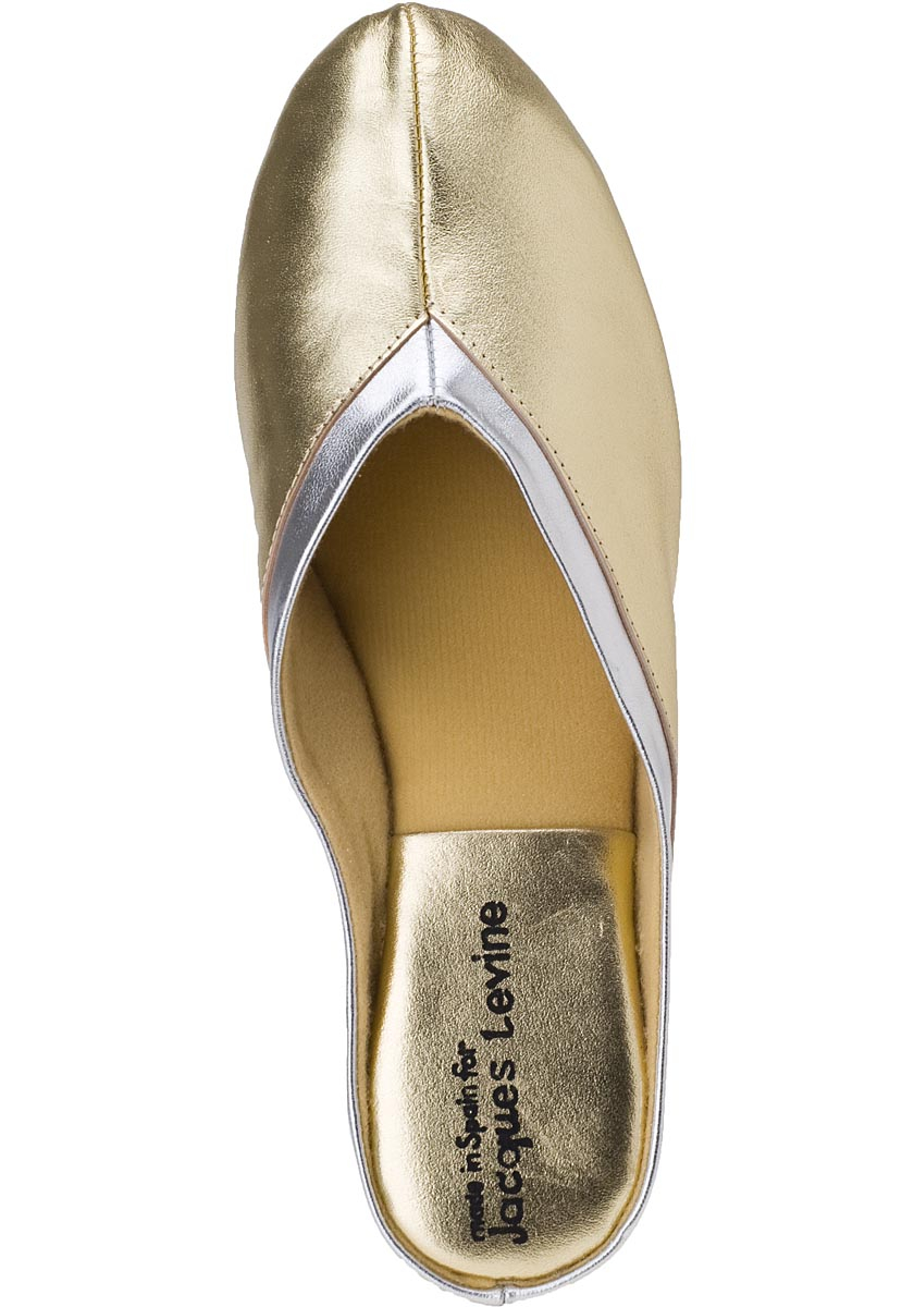 Jacques levine 4640 Slipper Gold Leather in Metallic | Lyst