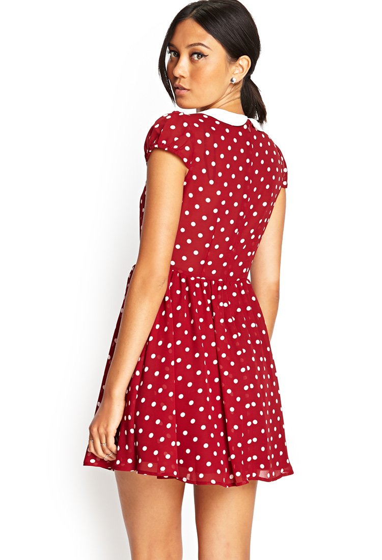 Lyst Forever 21 Polka Dot Fit And Flare Dress In Red 3291