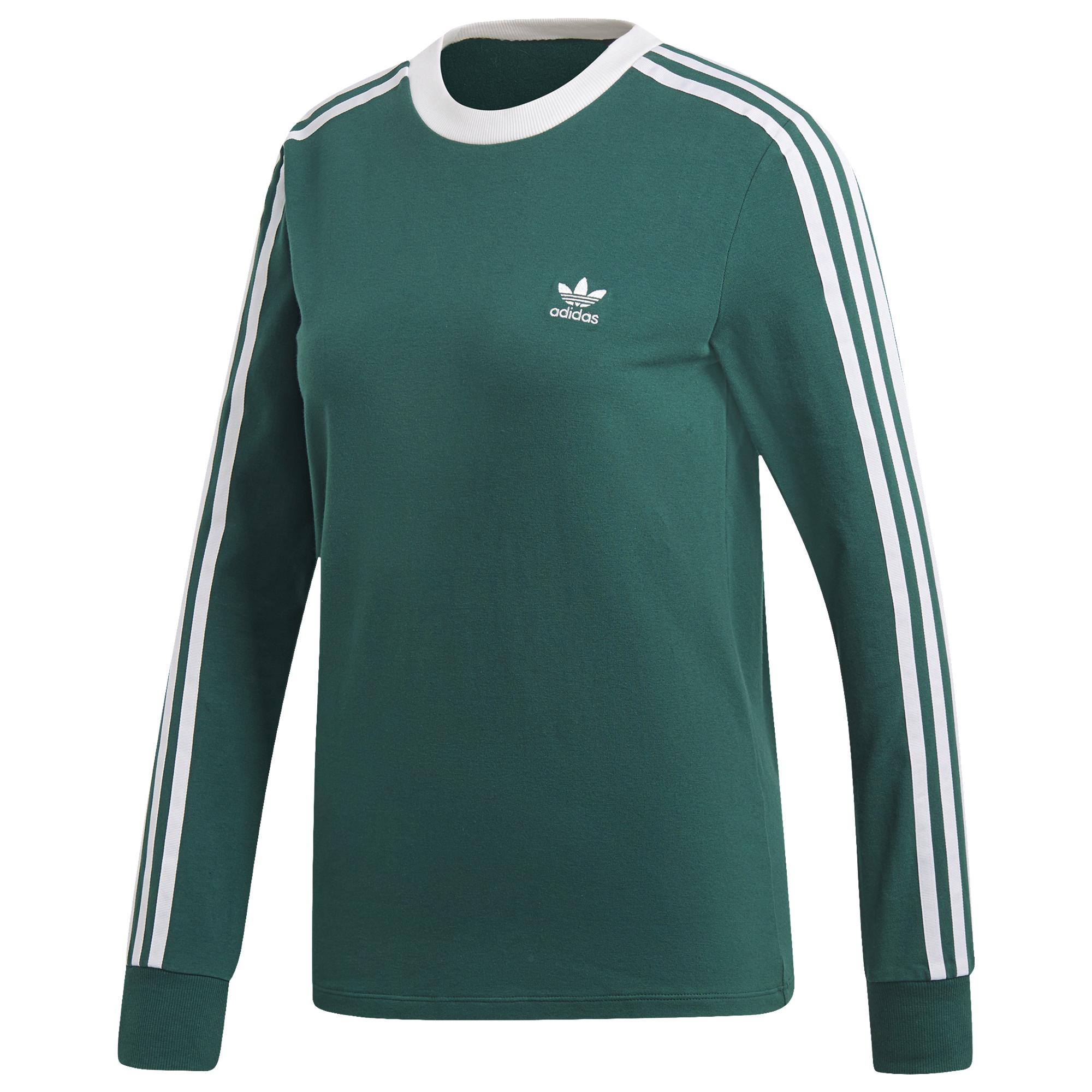 adidas Originals Adicolor 3 Stripe Long Sleeve T-shirt in Green - Lyst