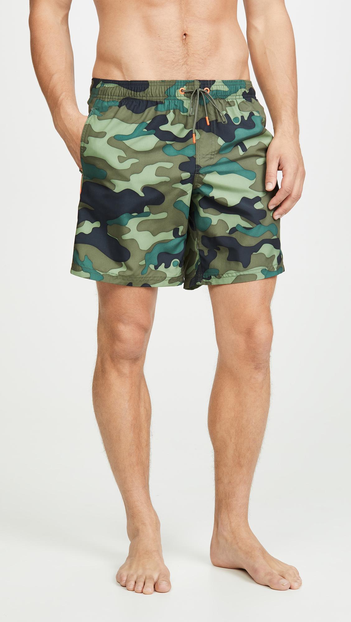 Sundek Camouflage Swim Shorts With Elastic Waist in Green for Men - Lyst