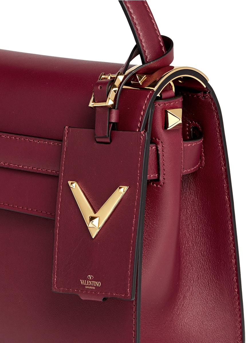 Valentino &#39;my Rockstud&#39; Small Top Handle Leather Bag in Purple | Lyst
