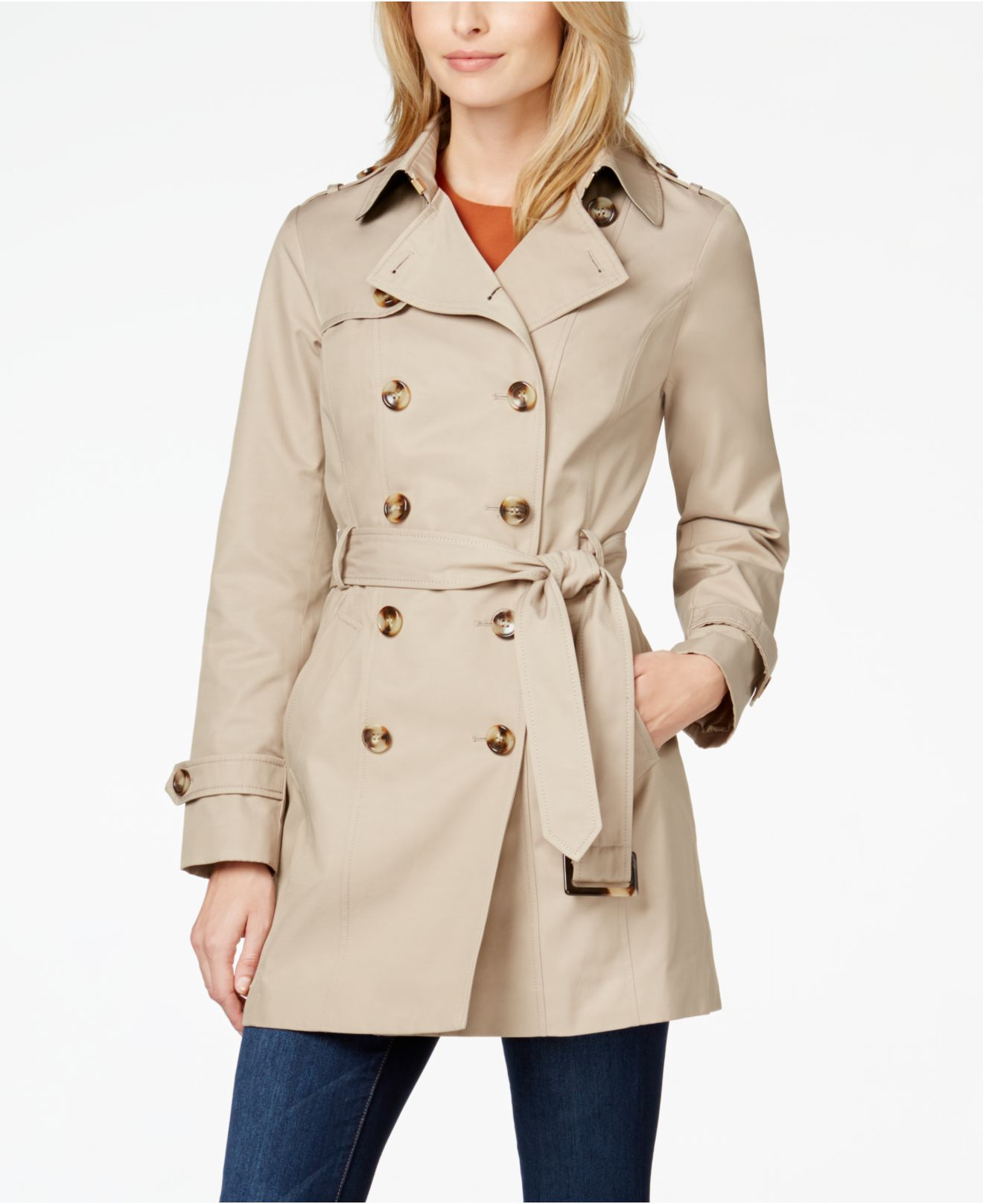 Lyst - Jones New York Petite Water-resistant Trench Coat ...