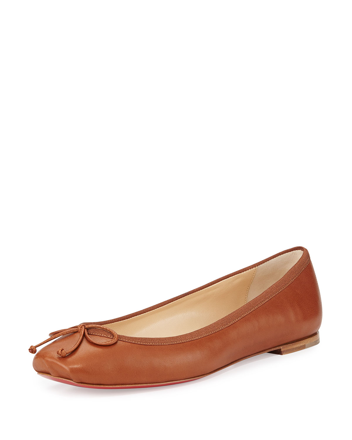 christian louboutin flats Brown leather bow detail | The Filipino ...  