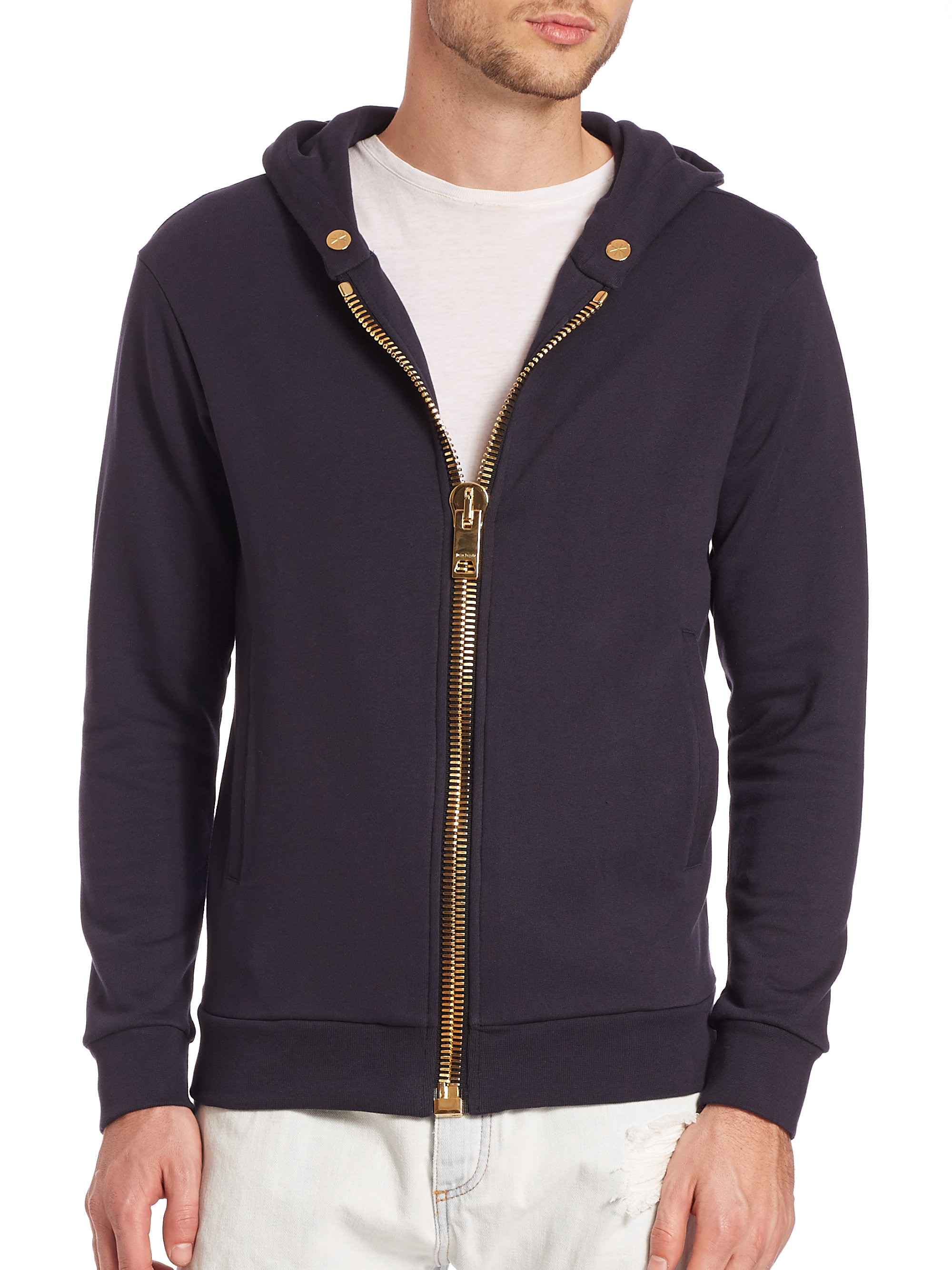Lyst - Palm Angels Maxi Zip-front Hoodie in Blue for Men