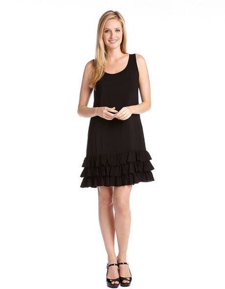 Karen Kane Tiered Ruffle Tank Dress in Black | Lyst