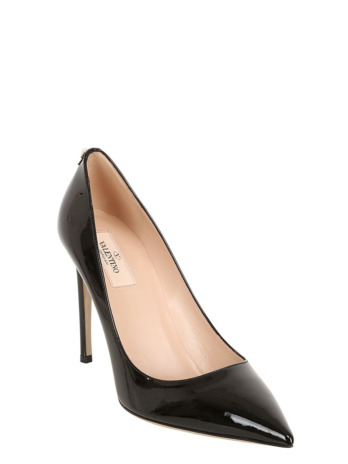 Lyst - Valentino 100mm Patent Stud Pointy Pumps in Black