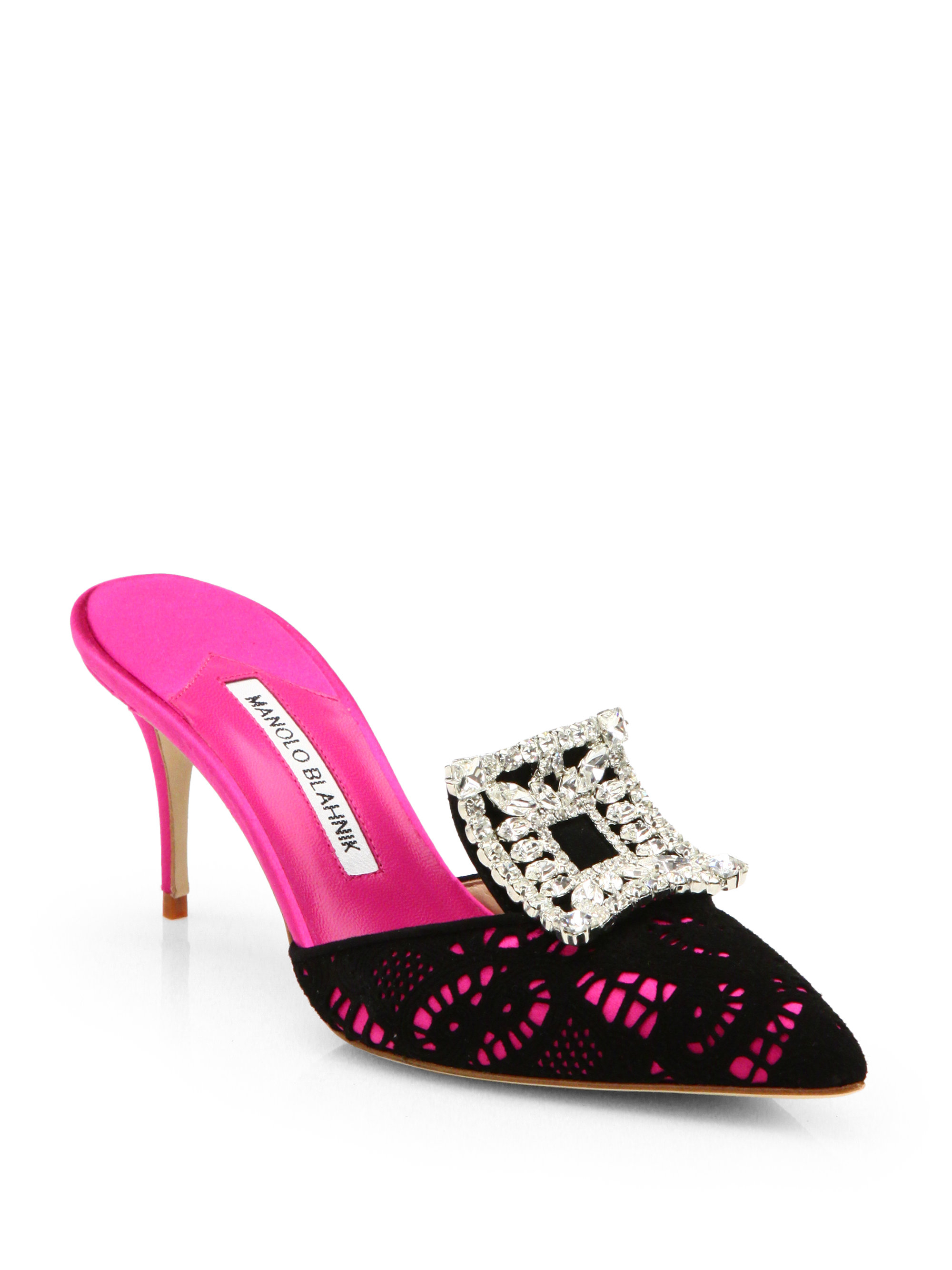 manolo blahnik satin mules