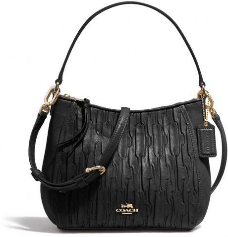 Coach Madison Top Handle Bag in Gathered Leather in Black (LI/BLACK) | Lyst