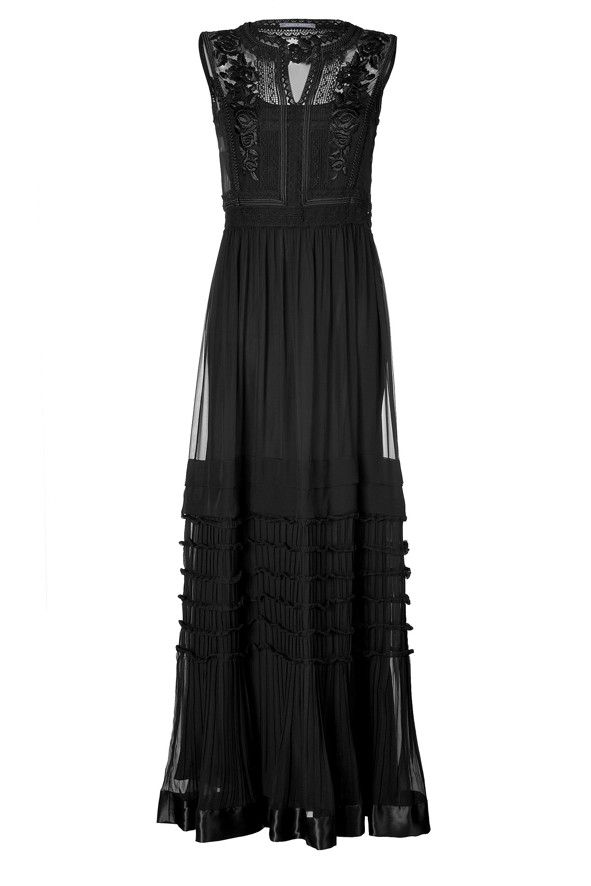 Alberta Ferretti Sleeveless Long Grecian Dress in Black | Lyst