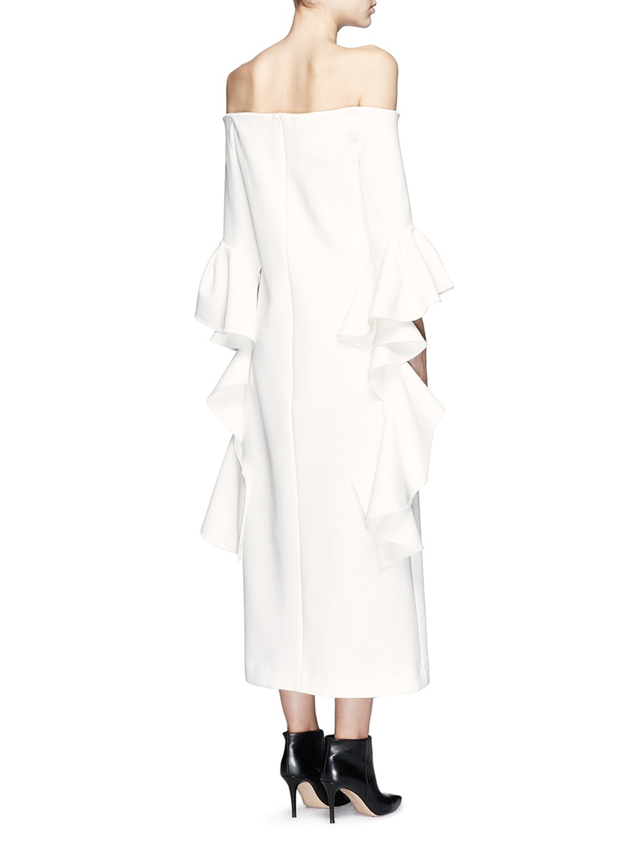 Lyst Ellery Precocious Ruffle Sleeve Off Shoulder Midi Dress In Gallery