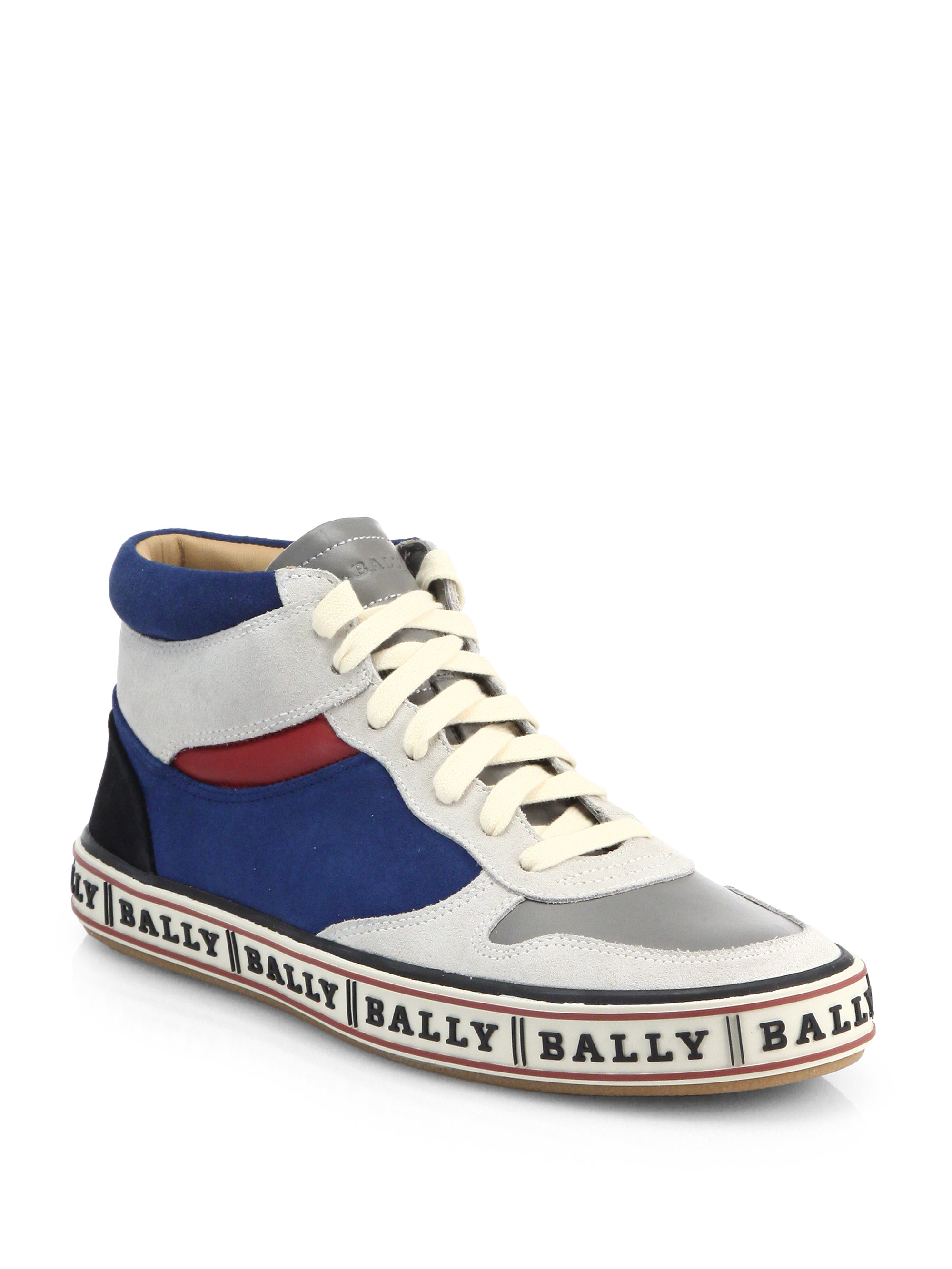 Bally Leather High-top Logo Sneakers in Gray for Men | Lyst