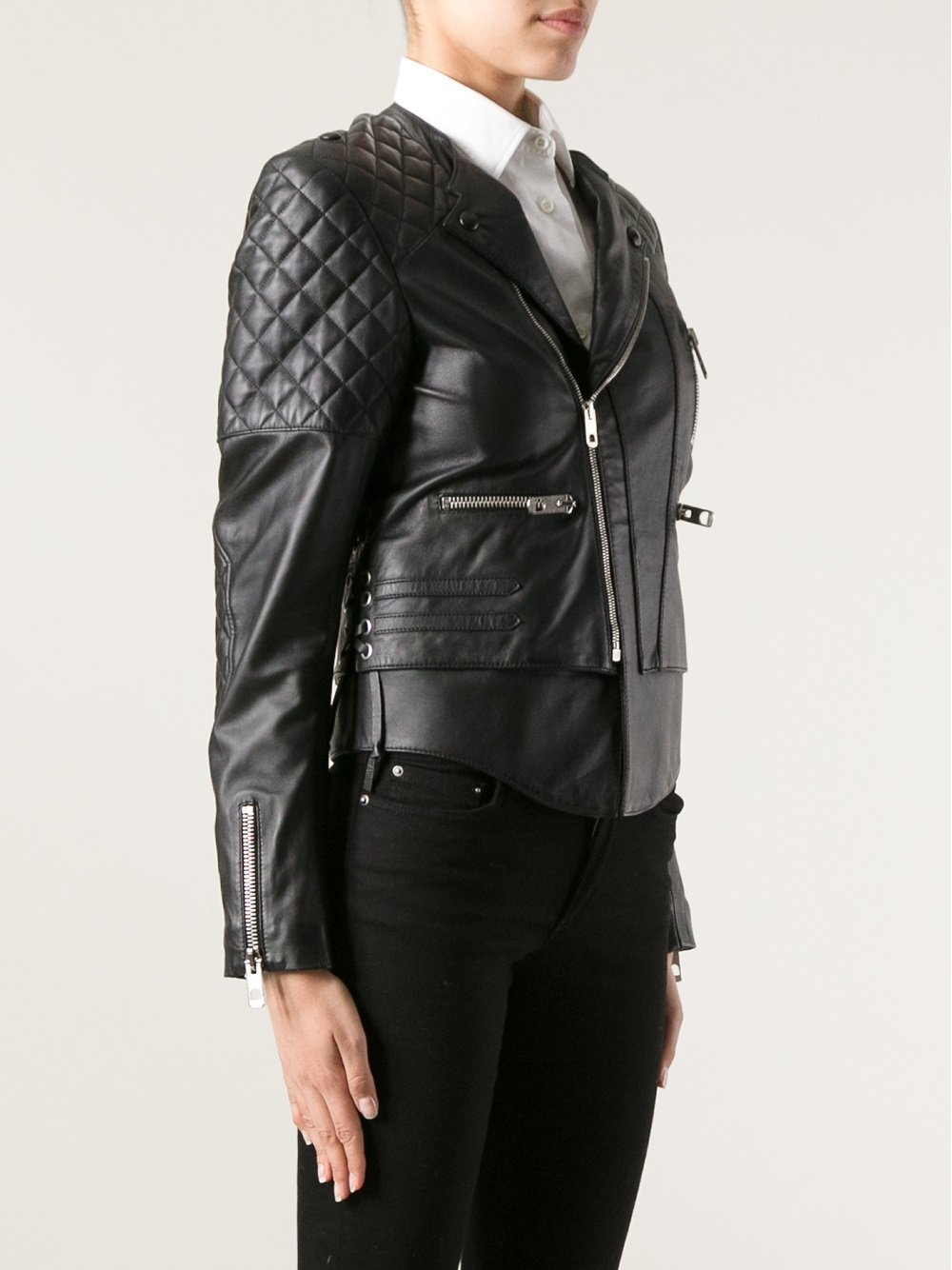 Lyst - Balenciaga Quilted Leather Biker Jacket in Black