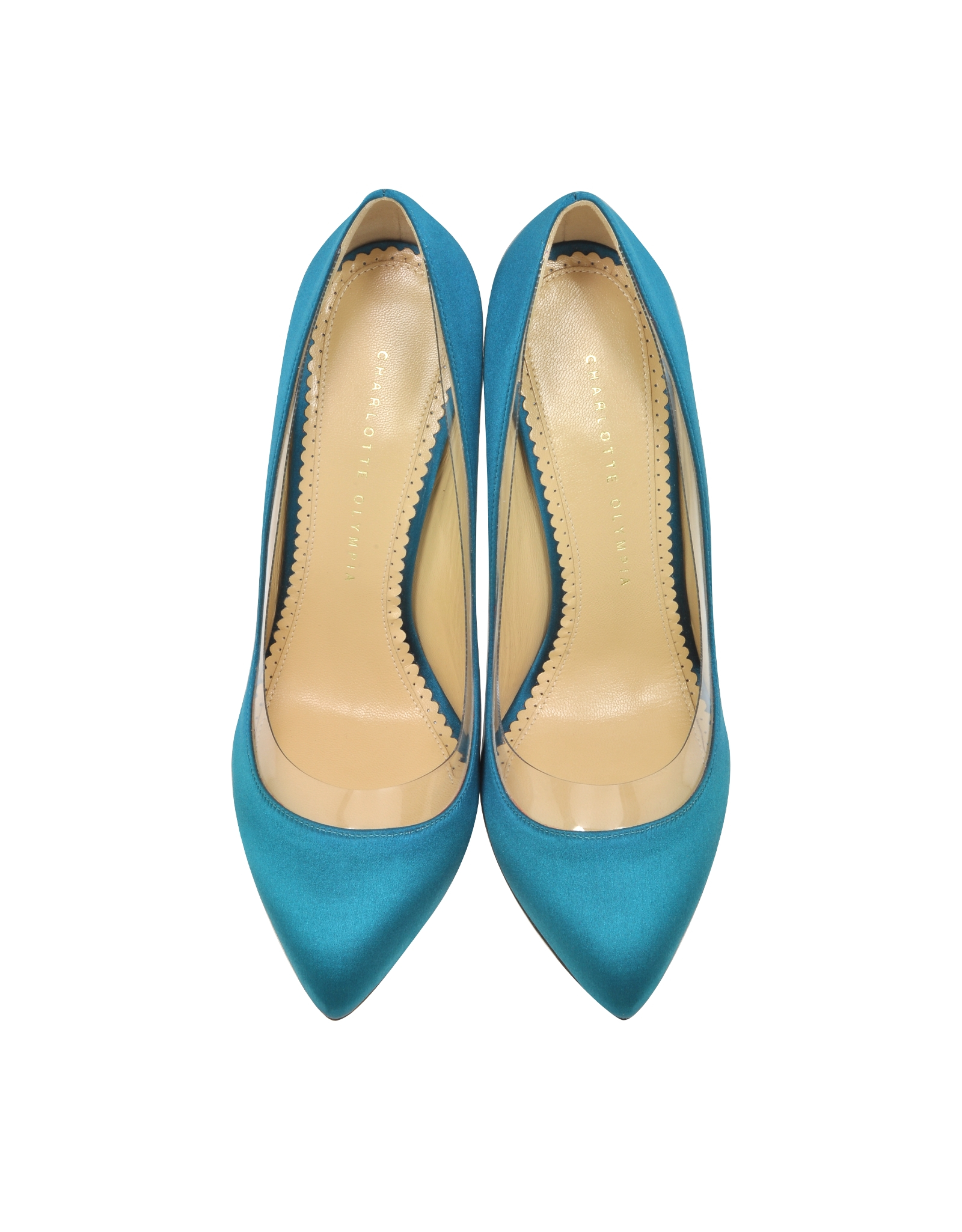 Charlotte olympia Party Shoes 110 Teal Blue Satin Silk & Pvc Pump in ...