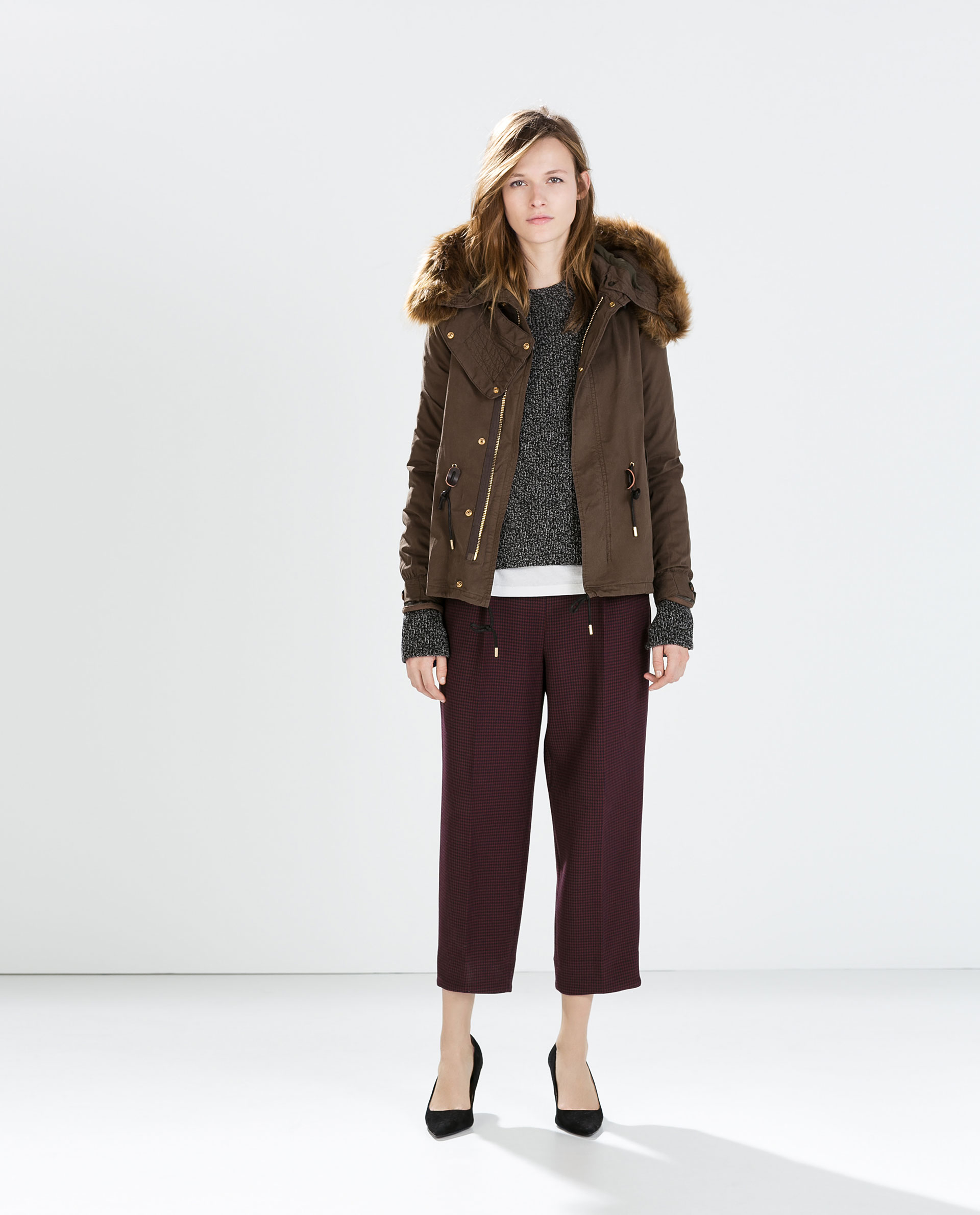 Zara Cotton Parka in Khaki (Dark khaki) Lyst