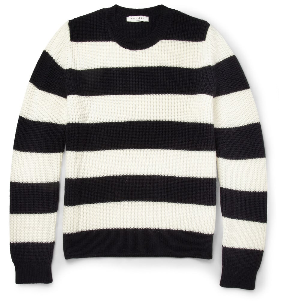 lyst-sandro-striped-knitted-crew-neck-sweater-in-black-for-men