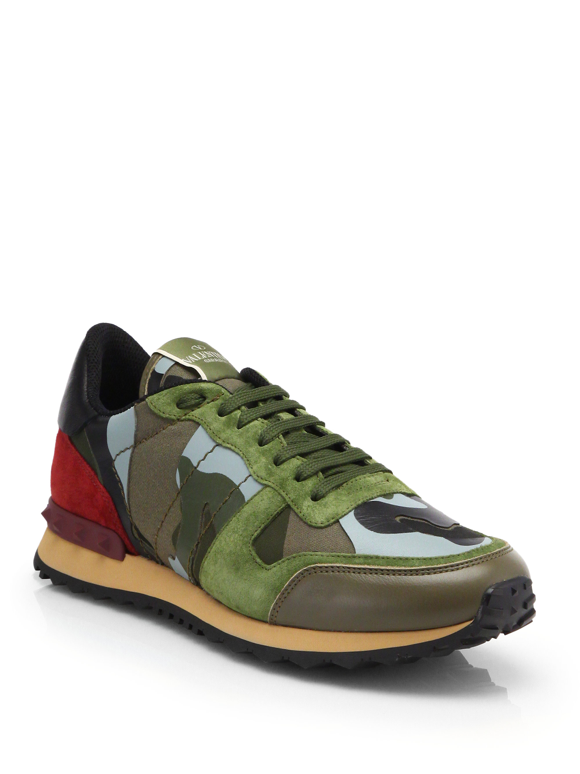 Valentino Rockstud Camo Sneakers in Green for Men (RED) | Lyst
