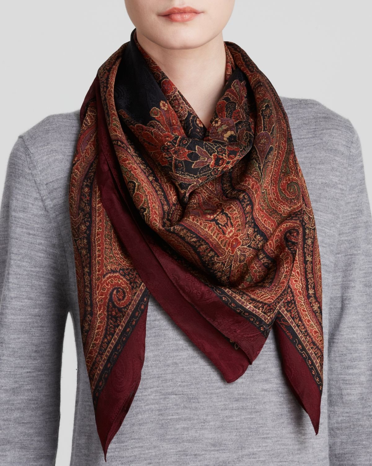 Lyst - Lauren By Ralph Lauren Anjali Paisley Jacquard Silk Scarf in Purple