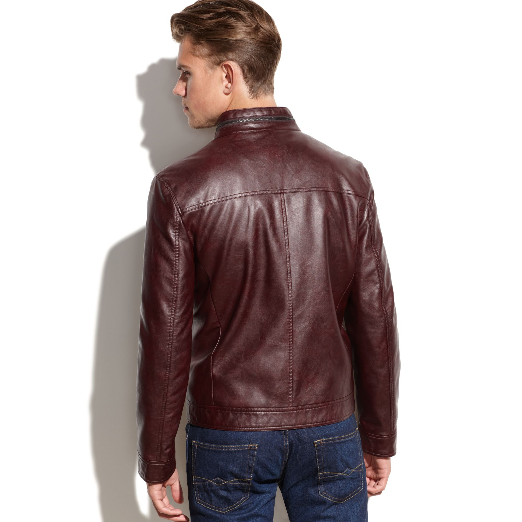 Lyst - Kenneth cole Faux Leather Jacket in Purple for Men