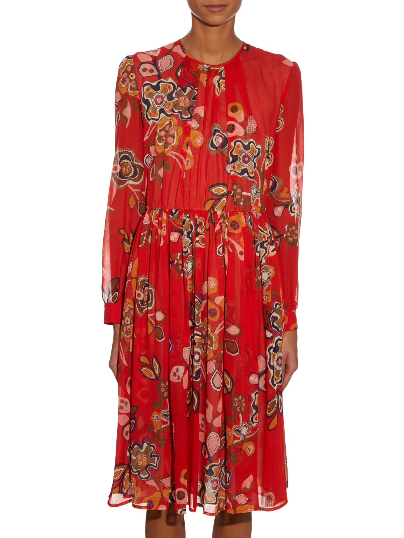 Msgm Floral-print Silk Dress | Lyst